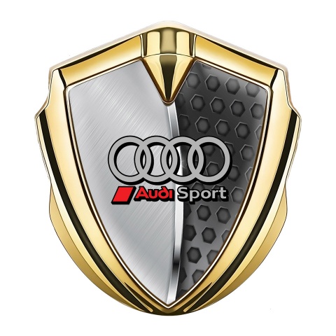 Audi Trunk Emblem Badge Gold Brushed Half Plate Sport Red Logo