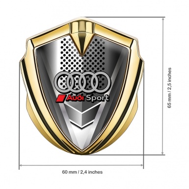 Audi Bodyside Domed Emblem Gold Front Grille Grey Classic Rings