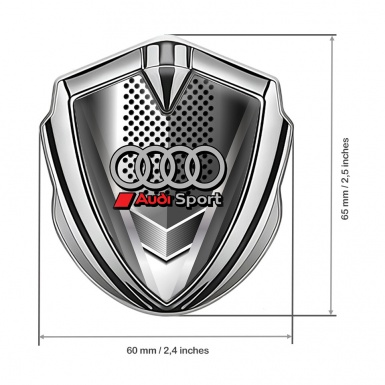 Audi Bodyside Domed Emblem Silver Front Grille Grey Classic Rings