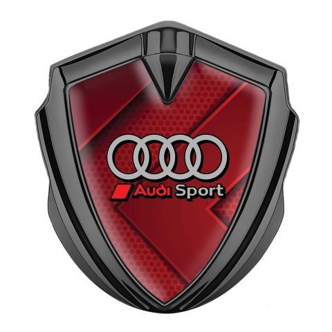Audi Emblem Car Badge Graphite Red Arrow Grey Rings Edition