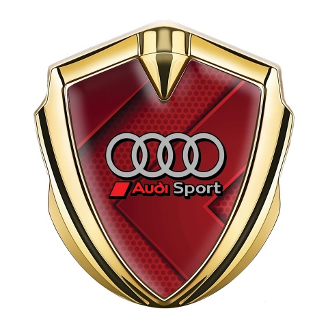 Audi Emblem Car Badge Gold Red Arrow Grey Rings Edition