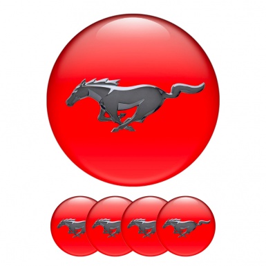 Ford Mustang Silicone Stickers Wheel Center Cap Metal Logo Red