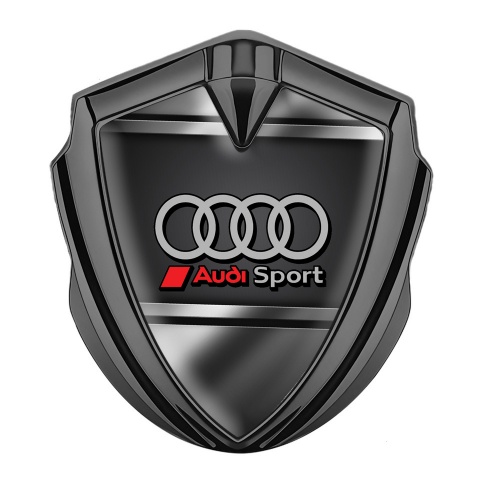 Audi Bodyside Emblem Self Adhesive Graphite Metallic Frames Grey Rings