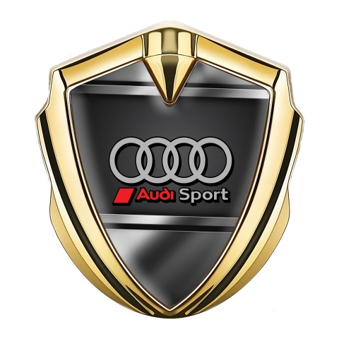 Audi Bodyside Emblem Self Adhesive Gold Metallic Frames Grey Rings