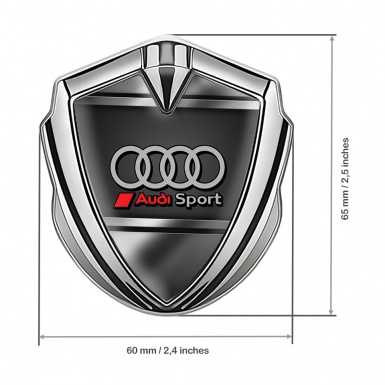 Audi Bodyside Emblem Self Adhesive Silver Metallic Frames Grey Rings