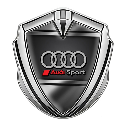Audi Bodyside Emblem Self Adhesive Silver Metallic Frames Grey Rings