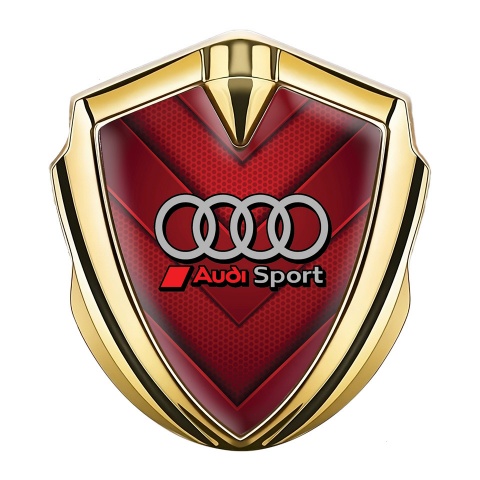 Audi Metal Emblem Self Adhesive Gold Vertical Pattern Sport Logo