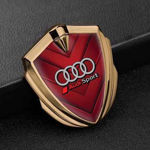 Audi Metal Emblem Self Adhesive Gold Vertical Pattern Sport Logo