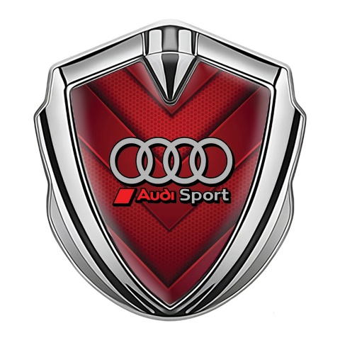 Audi Metal Emblem Self Adhesive Silver Vertical Pattern Sport Logo