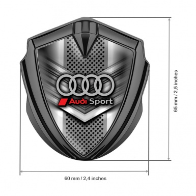 Audi Metal 3D Domed Emblem Graphite Front Grille Sport Rings Logo