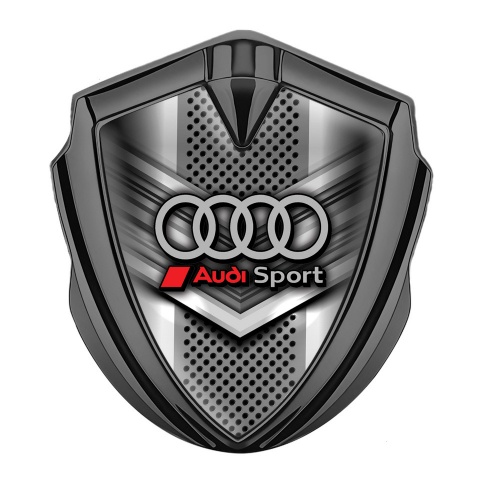 Audi Metal 3D Domed Emblem Graphite Front Grille Sport Rings Logo