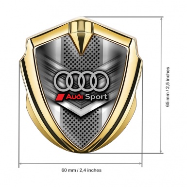 Audi Metal 3D Domed Emblem Gold Front Grille Sport Rings Logo