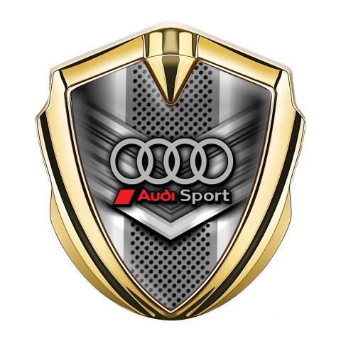 Audi Metal 3D Domed Emblem Gold Front Grille Sport Rings Logo