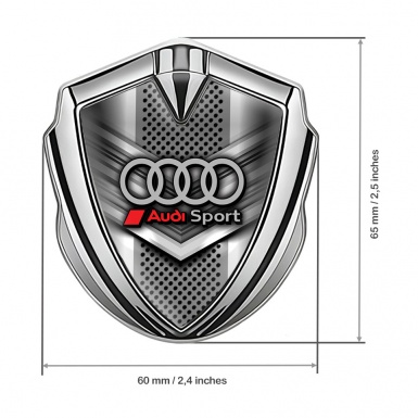Audi Metal 3D Domed Emblem Silver Front Grille Sport Rings Logo
