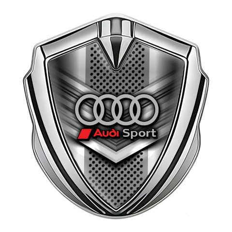 Audi Metal 3D Domed Emblem Silver Front Grille Sport Rings Logo
