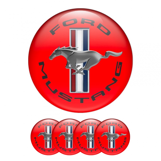 Ford Mustang Silicone Stickers for Wheel Center Cap Red