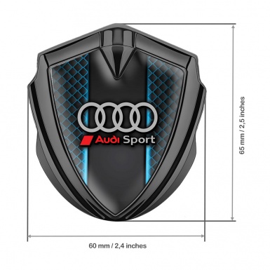 Audi Emblem Badge Self Adhesive Graphite Blue Cells Effect Grey Rings