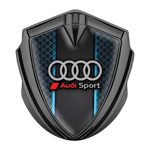 Audi Emblem Badge Self Adhesive Graphite Blue Cells Effect Grey Rings