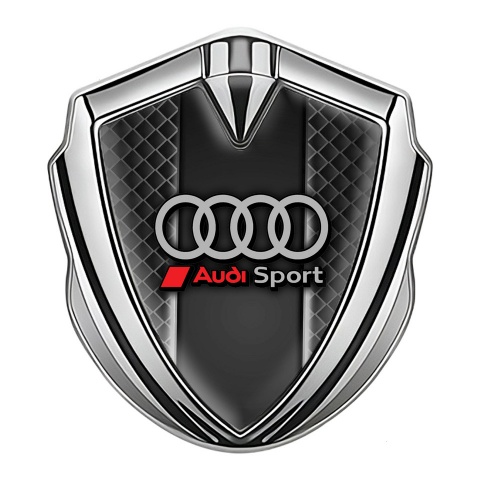 Audi Emblem Fender Badge Silver Dark Cells Effect Sport Logo