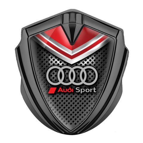 Audi Fender Emblem Badge Graphite Perforated Metal Red Crest