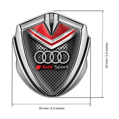 Audi Fender Emblem Badge Silver Perforated Metal Red Crest