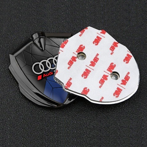Audi Emblem Trunk Badge Graphite Black Blue Mosaic Sport Rings