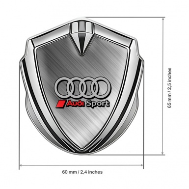 Audi Trunk Emblem Badge Graphite Brushed Steel Sport Red Logo
