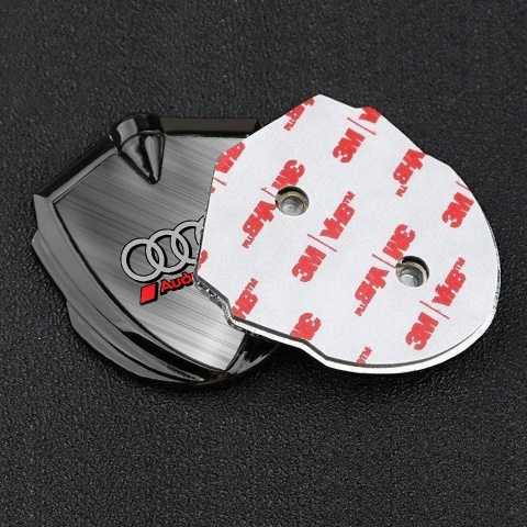 Audi Trunk Emblem Badge Graphite Brushed Steel Sport Red Logo