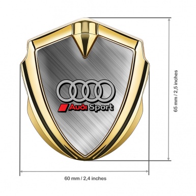 Audi Trunk Emblem Badge Gold Brushed Steel Sport Red Logo
