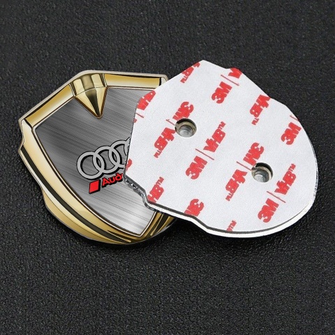 Audi Trunk Emblem Badge Gold Brushed Steel Sport Red Logo
