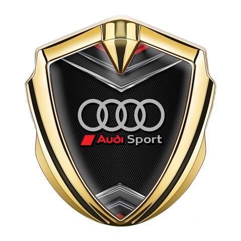 Audi Emblem Car Badge Gold Fine Mesh Chrome Elements Sport Logo