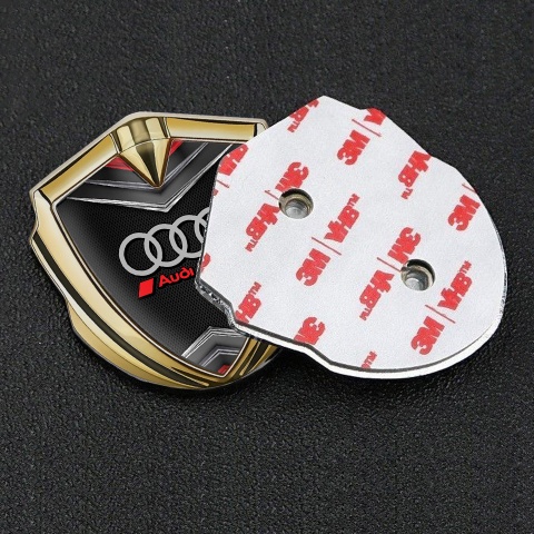Audi Emblem Car Badge Gold Fine Mesh Chrome Elements Sport Logo