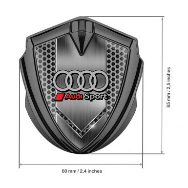 Audi Metal 3D Domed Emblem Graphite Grey Hex Sport Line Rings