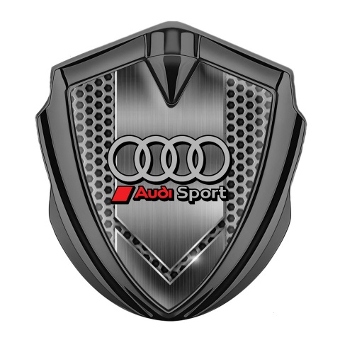 Audi Metal 3D Domed Emblem Graphite Grey Hex Sport Line Rings