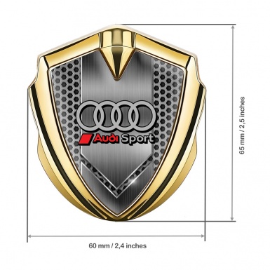 Audi Metal 3D Domed Emblem Gold Grey Hex Sport Line Rings