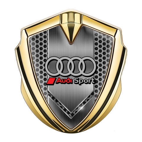 Audi Metal 3D Domed Emblem Gold Grey Hex Sport Line Rings