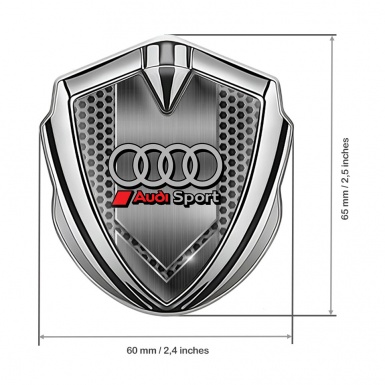 Audi Metal 3D Domed Emblem Silver Grey Hex Sport Line Rings
