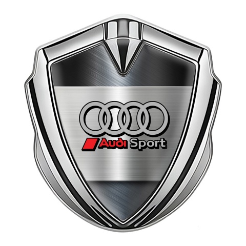 Audi Bodyside Badge Self Adhesive Silver Brushed Steel Sport Edition