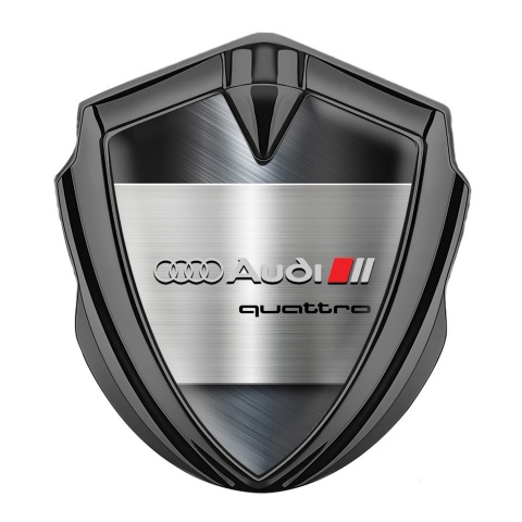 Audi Emblem Fender Badge Graphite Brushed Blue Metal Quattro Edition