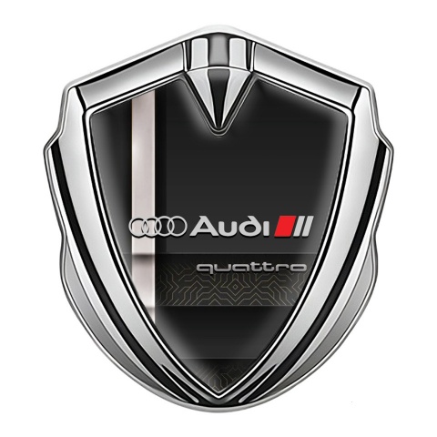 Audi Emblem Trunk Badge Silver Modern Stripe Quattro Style Design