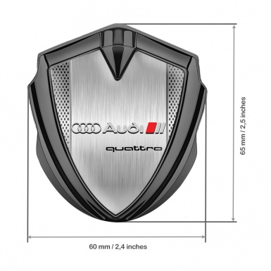 Audi Quattro Emblem Self Adhesive Graphite Brushed Aluminum Design