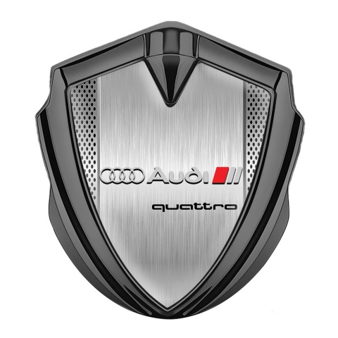 Audi Quattro Emblem Self Adhesive Graphite Brushed Aluminum Design