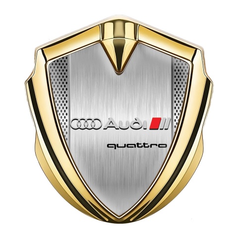 Audi Quattro Emblem Self Adhesive Gold Brushed Aluminum Design
