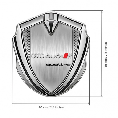 Audi Quattro Emblem Self Adhesive Silver Brushed Aluminum Design