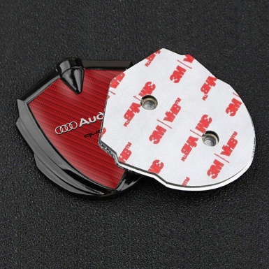 Audi Quattro Bodyside Emblem Badge Graphite Red Carbon Grey Logo