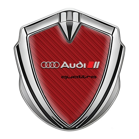 Audi Quattro Bodyside Emblem Badge Silver Red Carbon Grey Logo