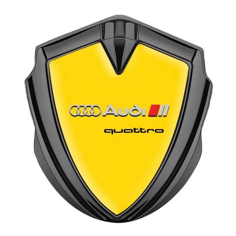 Audi Trunk Emblem Badge Graphite Yellow Fill Quattro Logo Edition