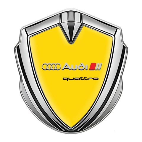 Audi Trunk Emblem Badge Silver Yellow Fill Quattro Logo Edition