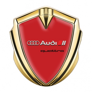 Audi Bodyside Domed Emblem Gold Red Base Quattro Sport Design