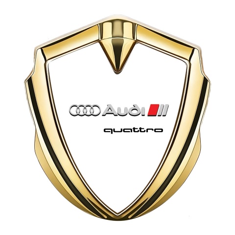 Audi Emblem Car Badge Gold White Background Quattro Edition